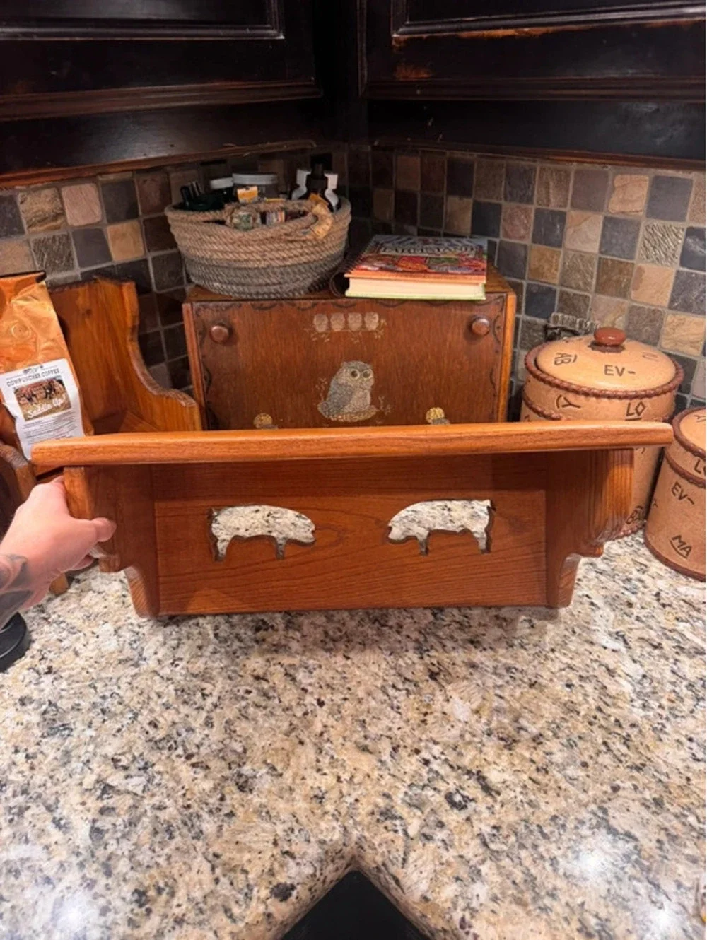 One of a kind vintage pig cutout shelf